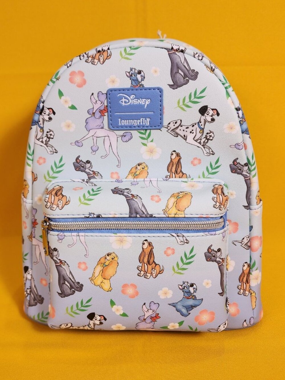 Loungefly Disney Dogs Floral AOP Blue Mini Backpack NEW